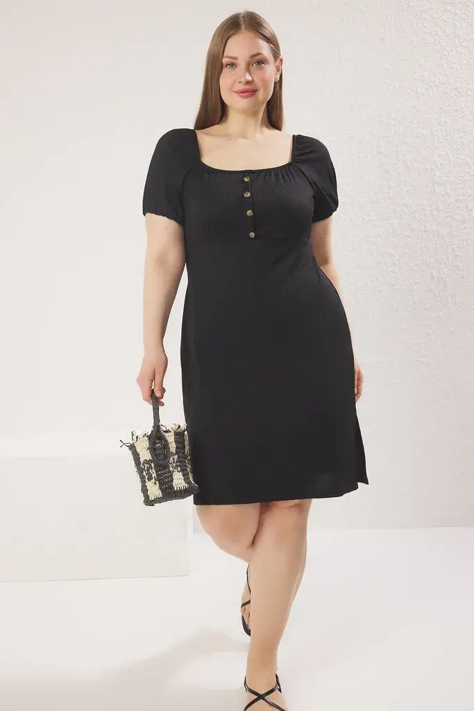 Trendyol Curve Ženska haljina Tbbss25Ah00172, Crna