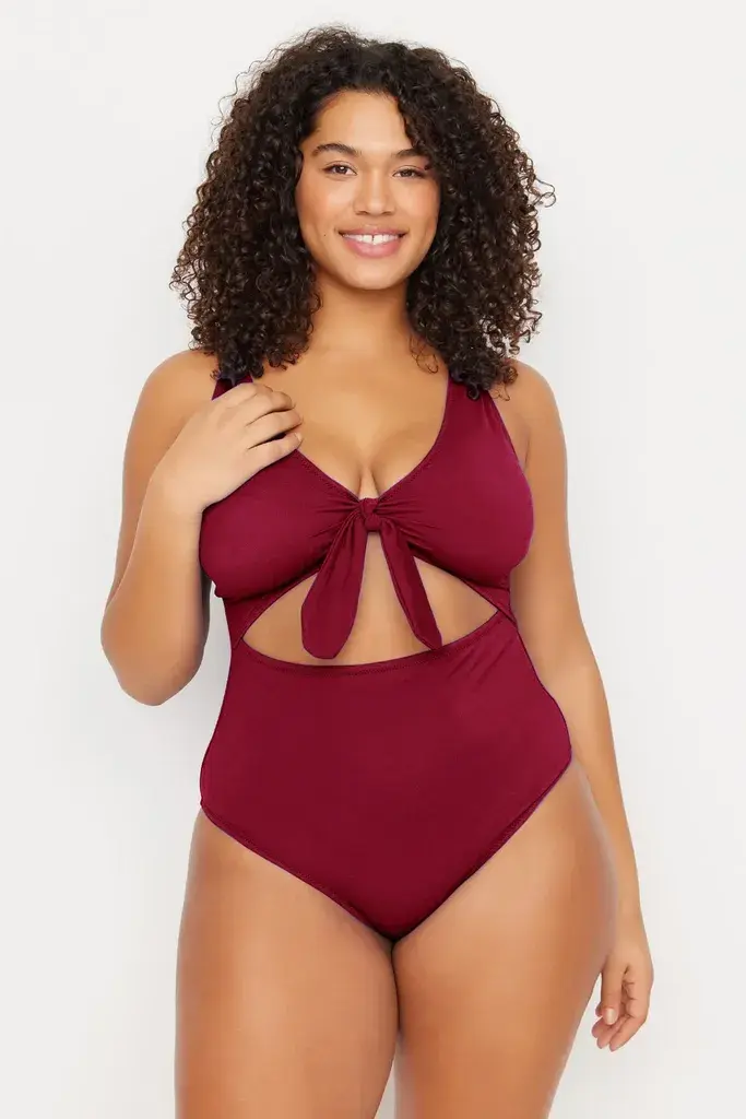 Trendyol Curve Ženski kupaći kostim Tbbss22Ma0302, Bordo