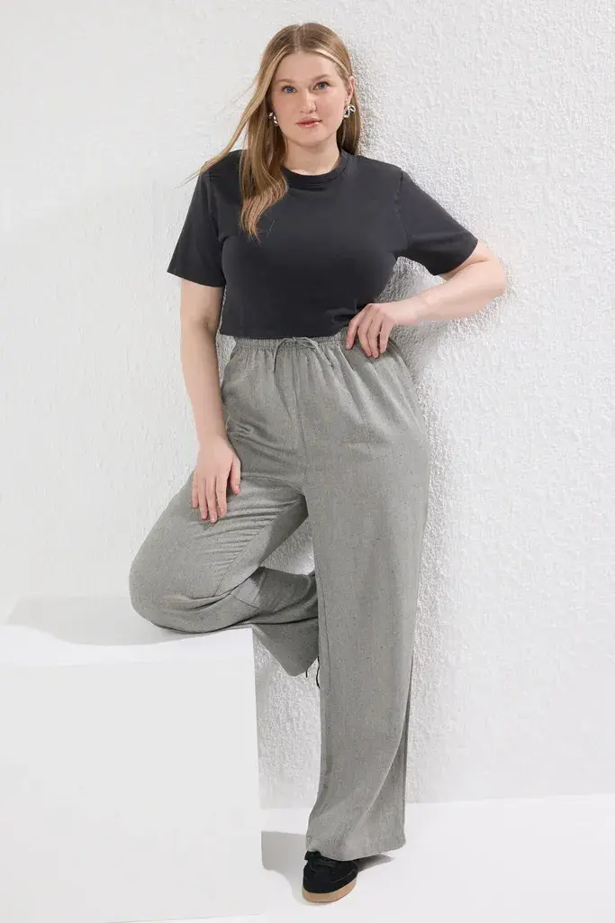 Trendyol Curve Ženske pantalone Tbbss25Ar00026, Kaki