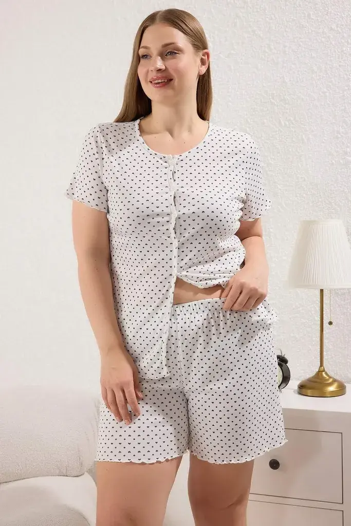 Trendyol Curve Ženska komplet pidžama Tbbss25Ai00104, Krem