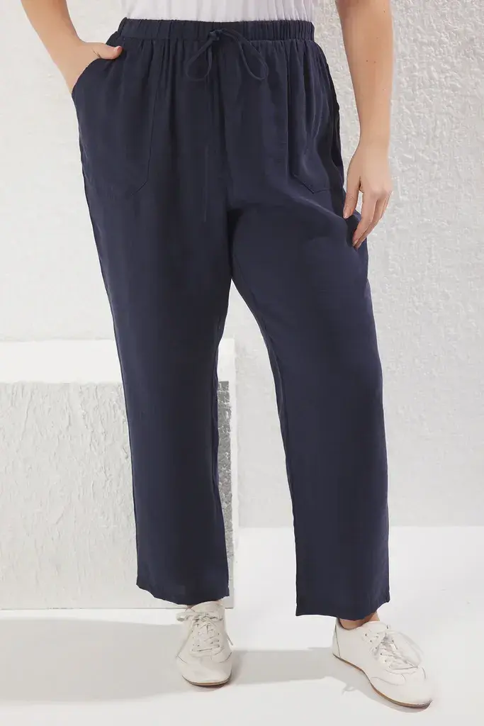 Trendyol Curve Ženske pantalone Tbbss25Ar00025, Tamnoplave