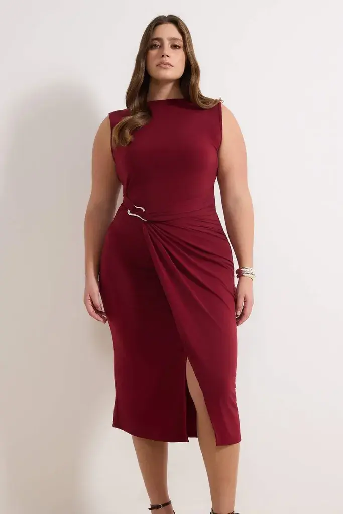 Trendyol Curve Ženska haljina Tbbss25Ah00248, Bordo