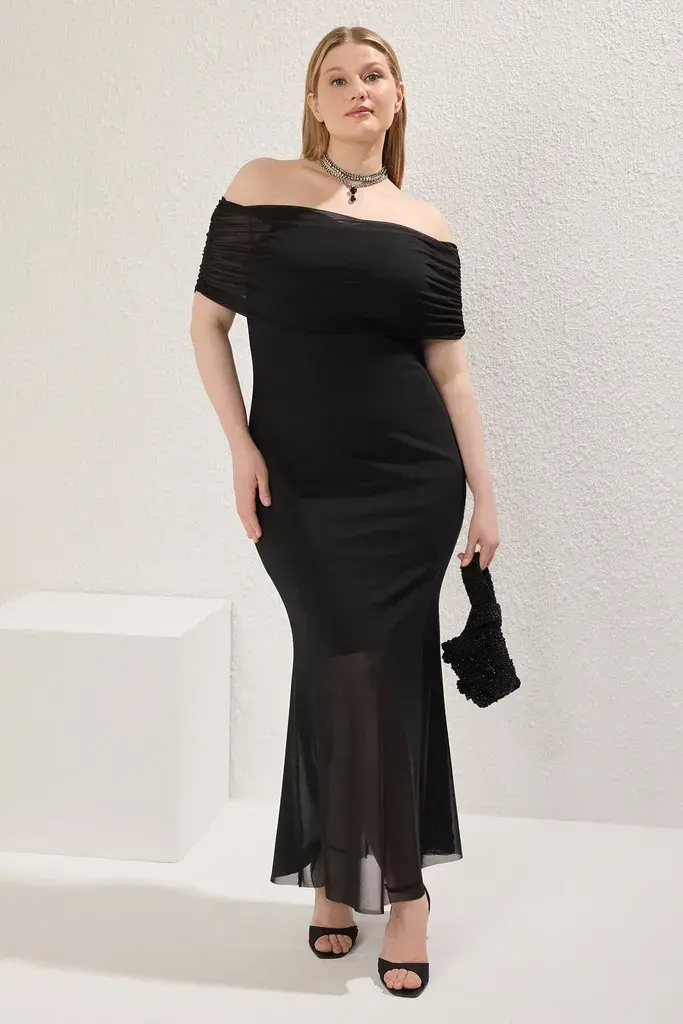 Trendyol Curve Ženska haljina Tbbss25Ah00115, Crna