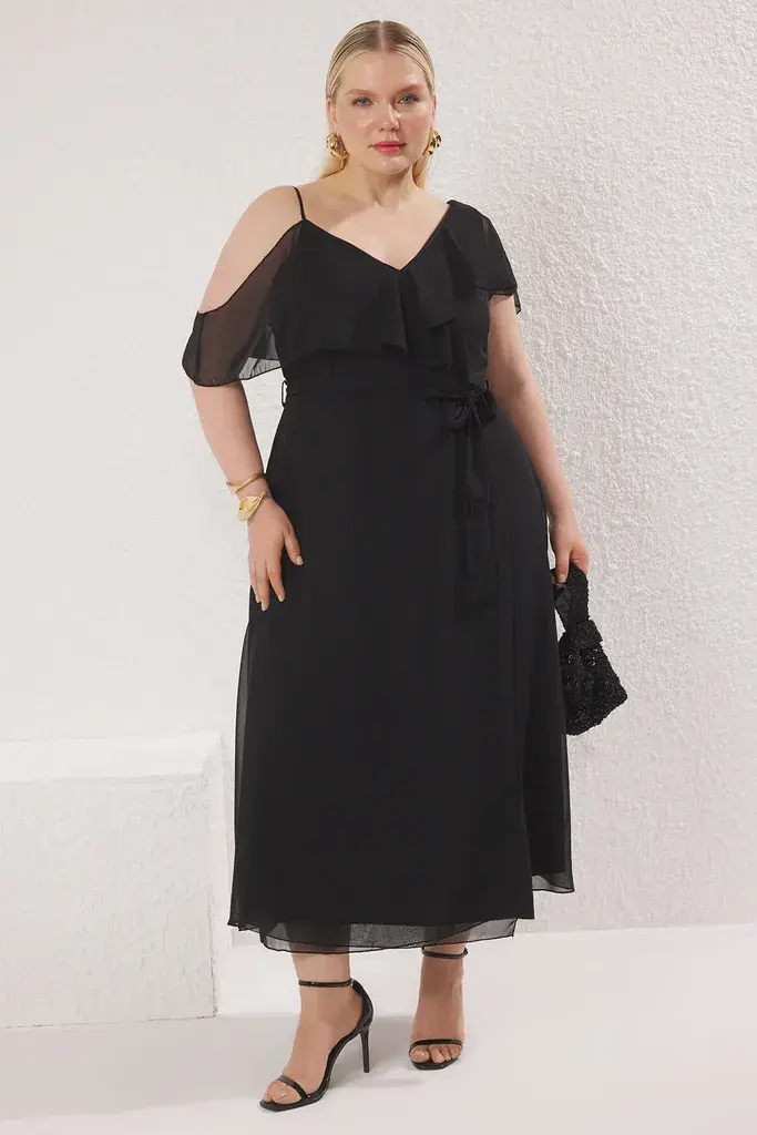 Trendyol Curve Ženska haljina Tbbss25Ah00162, Crna