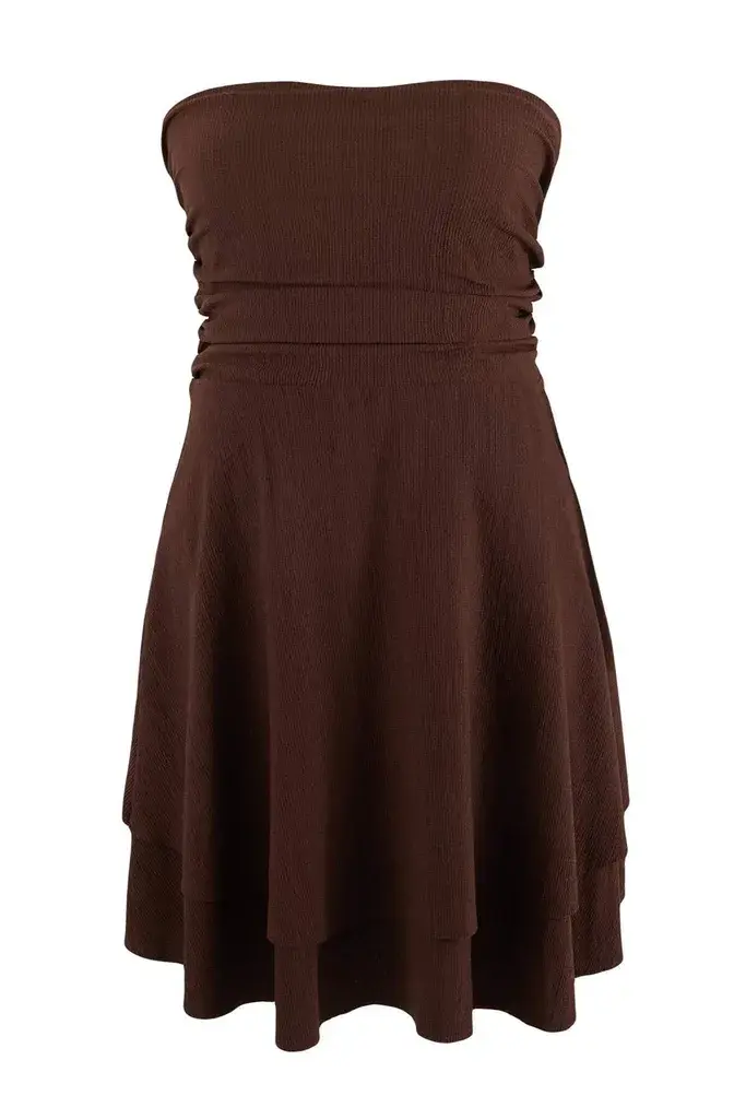 Trendyol Curve Ženska haljina Tbbss25Ah00244, Braon