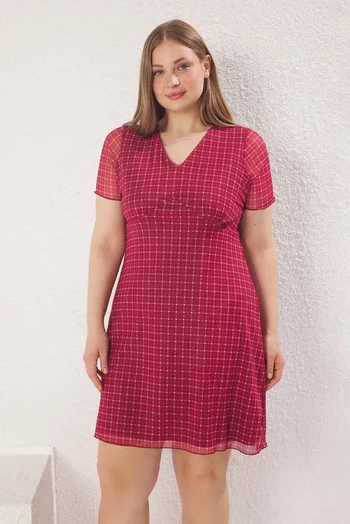 Trendyol Curve Ženska haljina Tbbss25Ah00192, Bordo