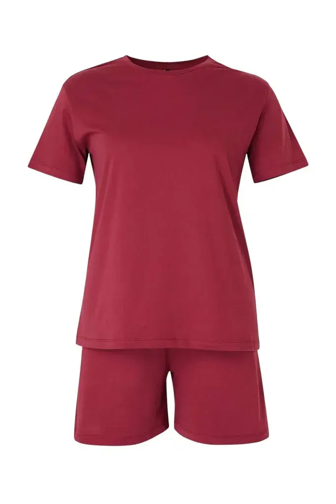 Trendyol Curve Ženski set pidžame Tbbss22Pt0567, Bordo