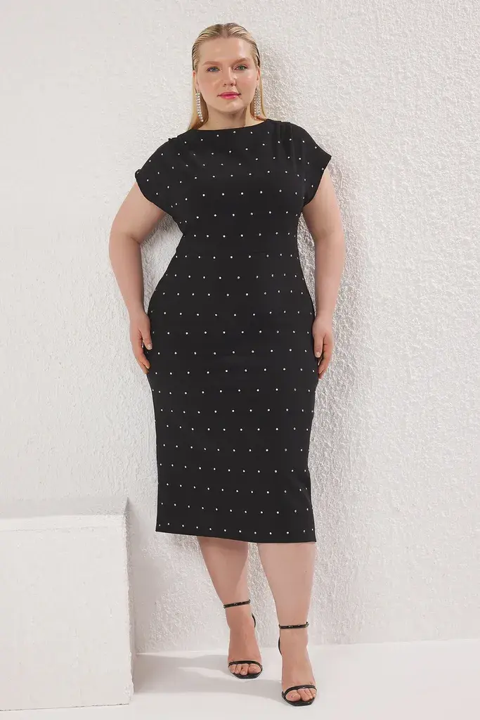 Trendyol Curve Ženska haljina Tbbss25Ah00164, Crna