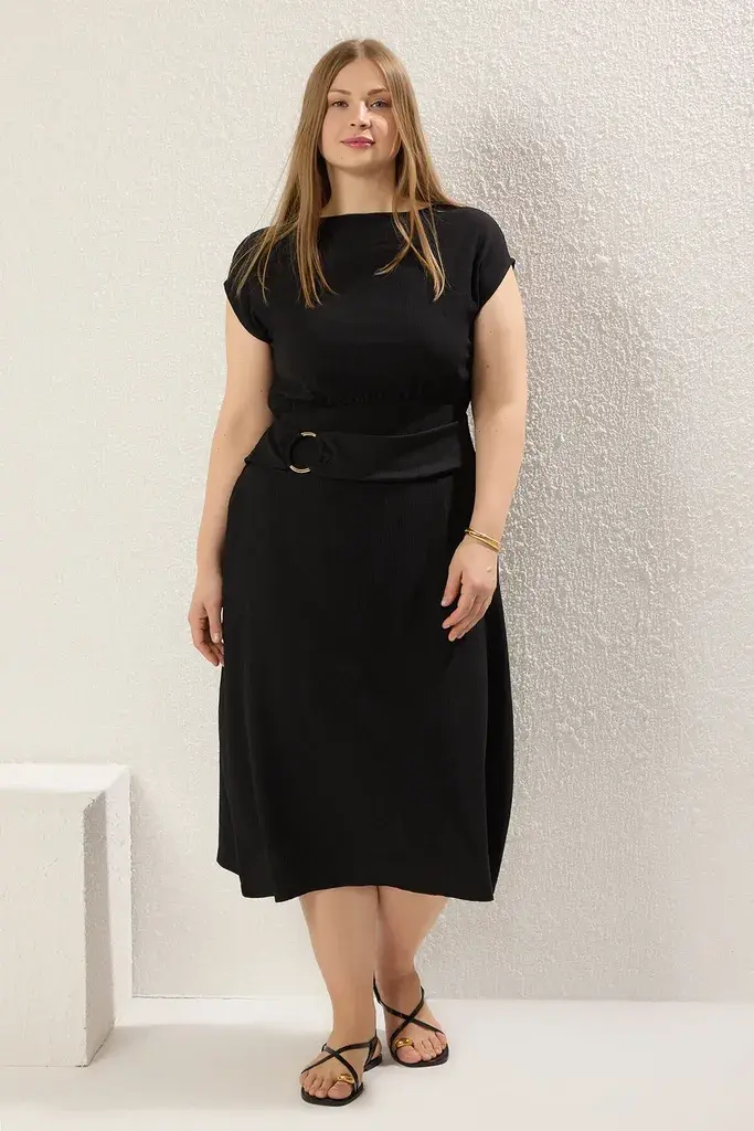 Trendyol Curve Ženska haljina Tbbss25Ah00197, Crna