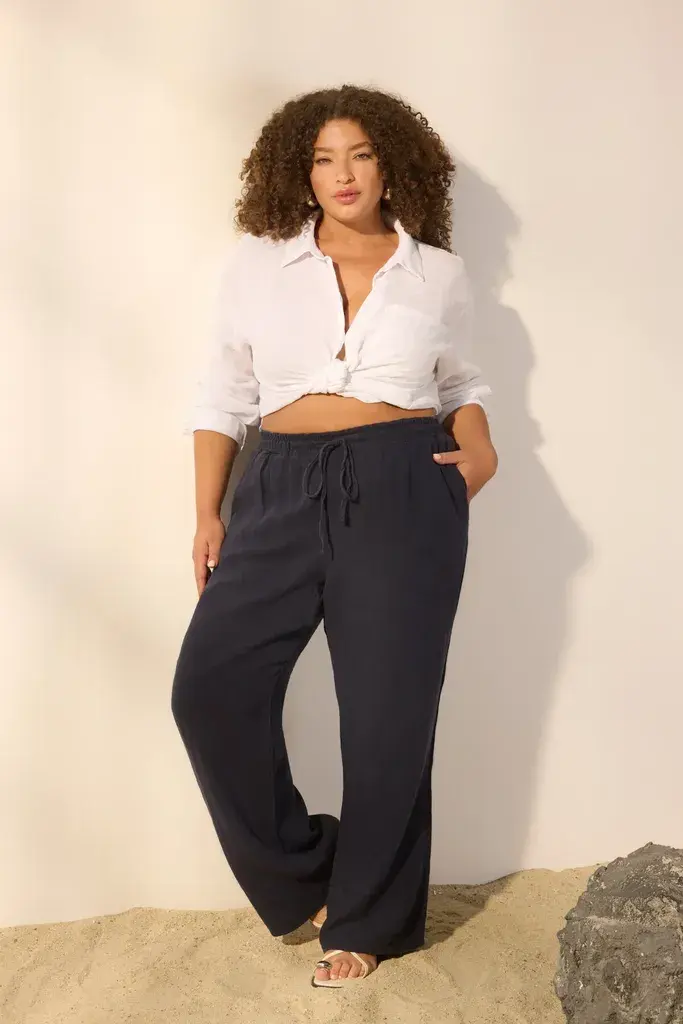 Trendyol Curve Ženske pantalone Tbbss25Ar00043, Tamnoplave
