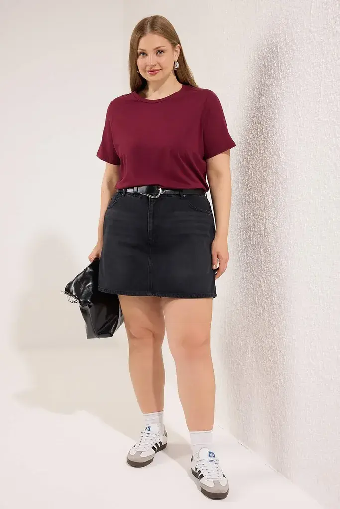 Trendyol Curve Ženska majica Tbbss22Ts0733, Bordo