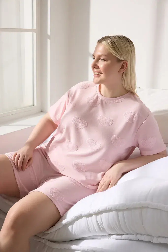 Trendyol Curve Ženska komplet pidžama Tbbss25Ai00085, Roze