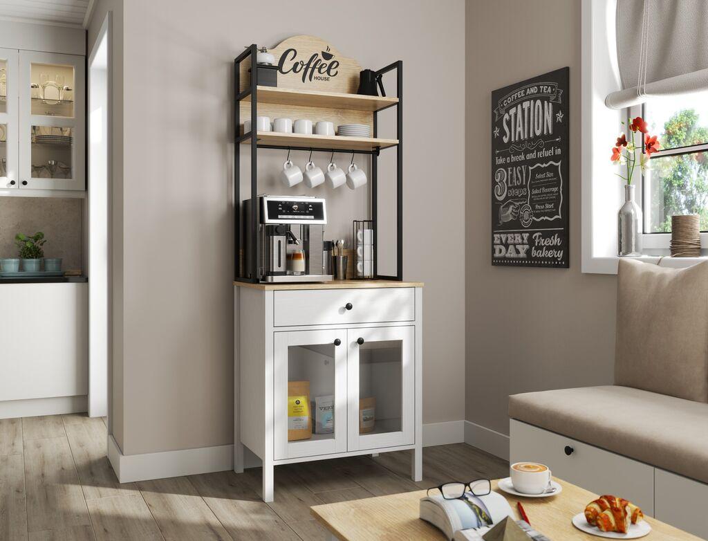 Hanah Home Polica za kafu FRN-20076, 75x210x50 cm, Bela