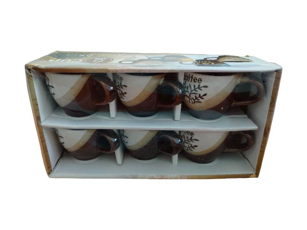 Set šoljica za kafu, 6 komada, Braon-beli