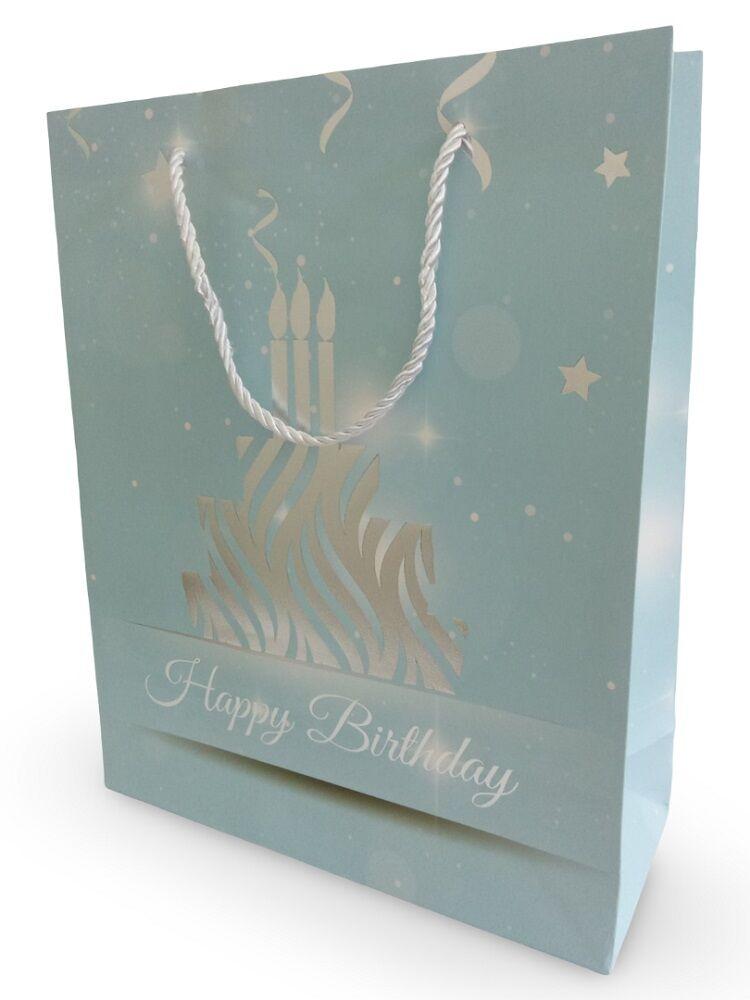 Ukrasna kesa Happy Birthday, Srednja, Plava, 26x32x10