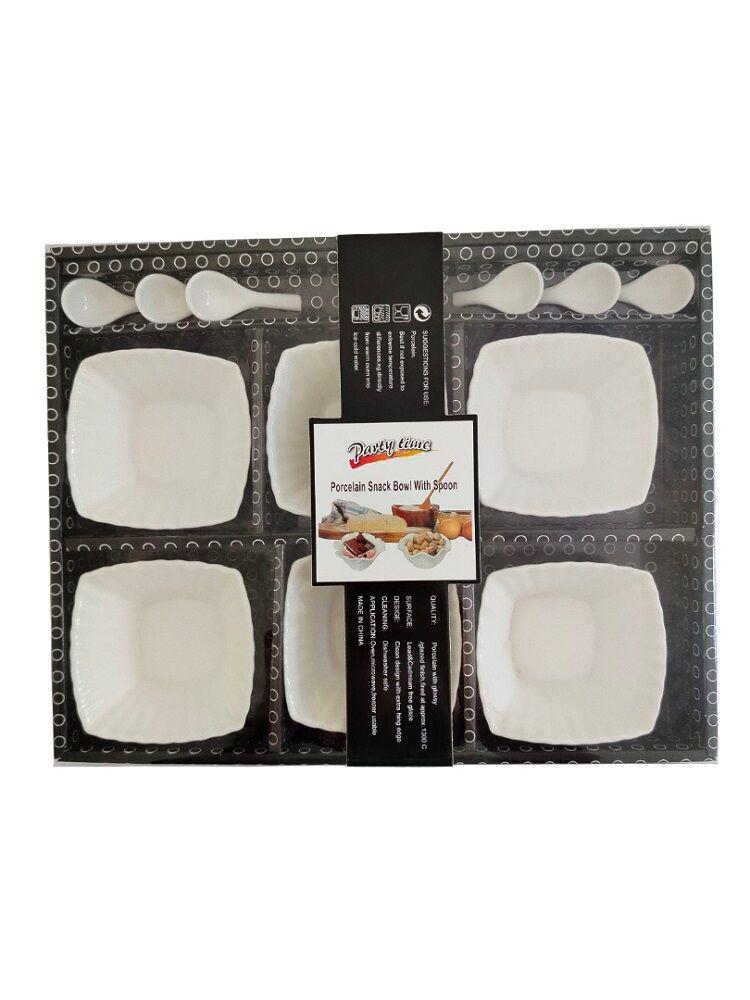 Set keramičkih činija sa kašićicama Rebraste, 6 komada