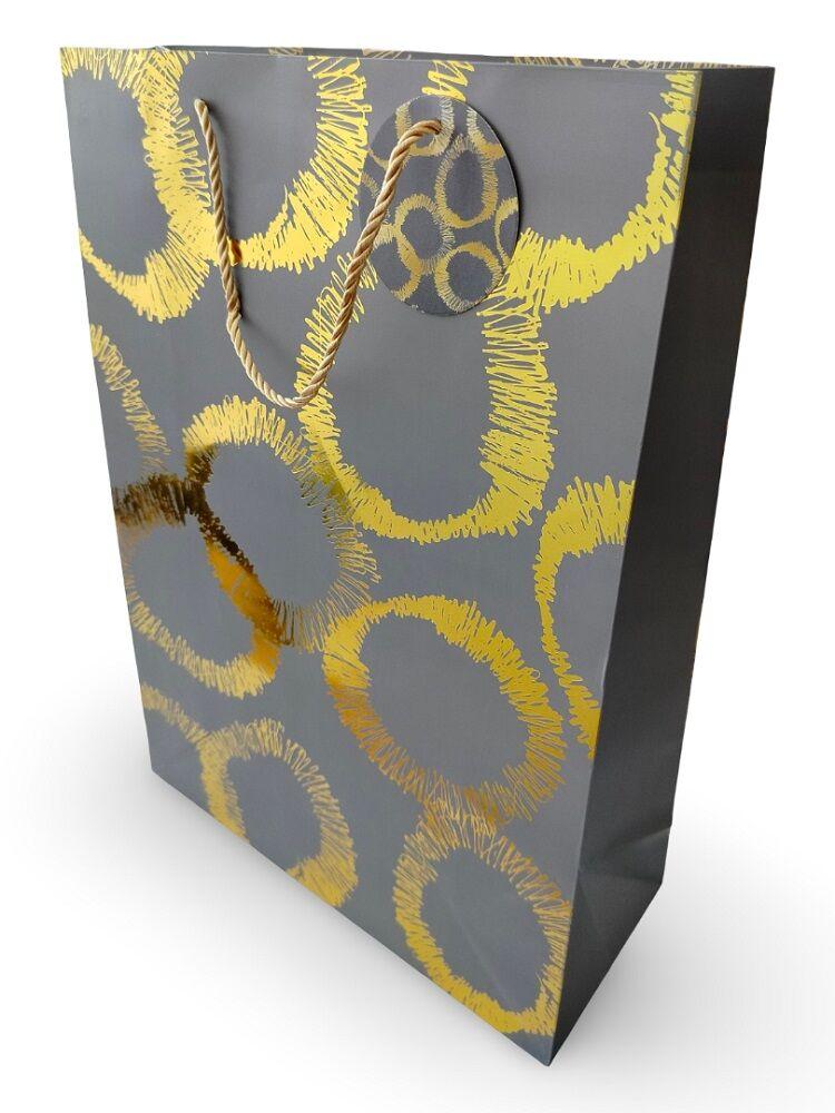 Ukrasna kesa sa sivim zlatnim krugovima, Velika, 30x41,5x12