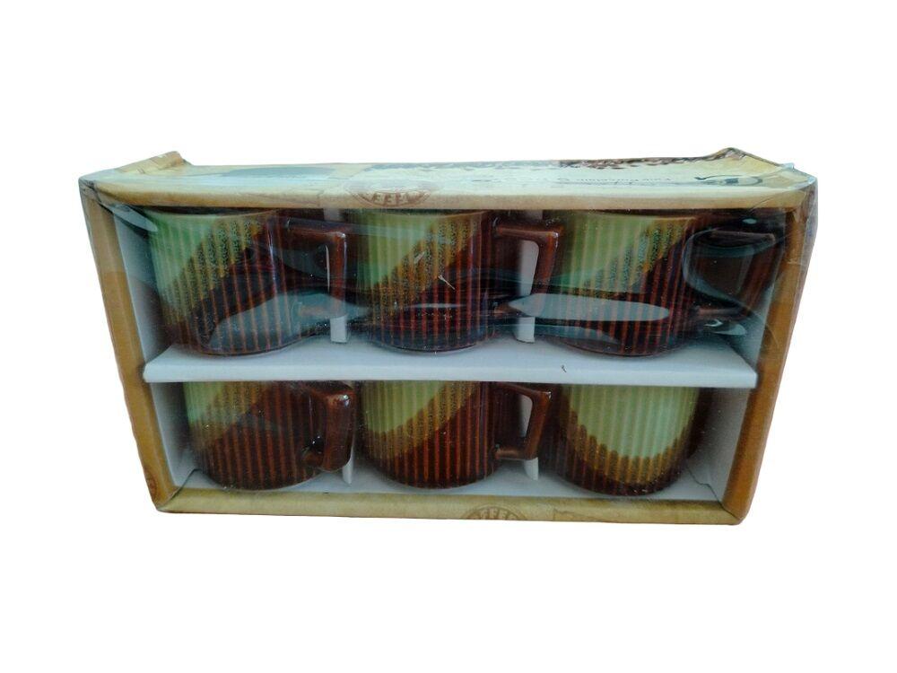 Set šoljica za kafu, 6 komada, Braon-zeleni