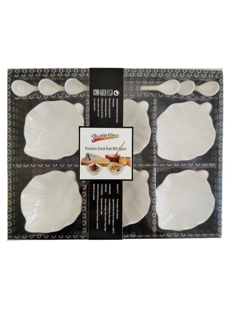 Set keramičkih činija sa kašićicama List, 6 komada