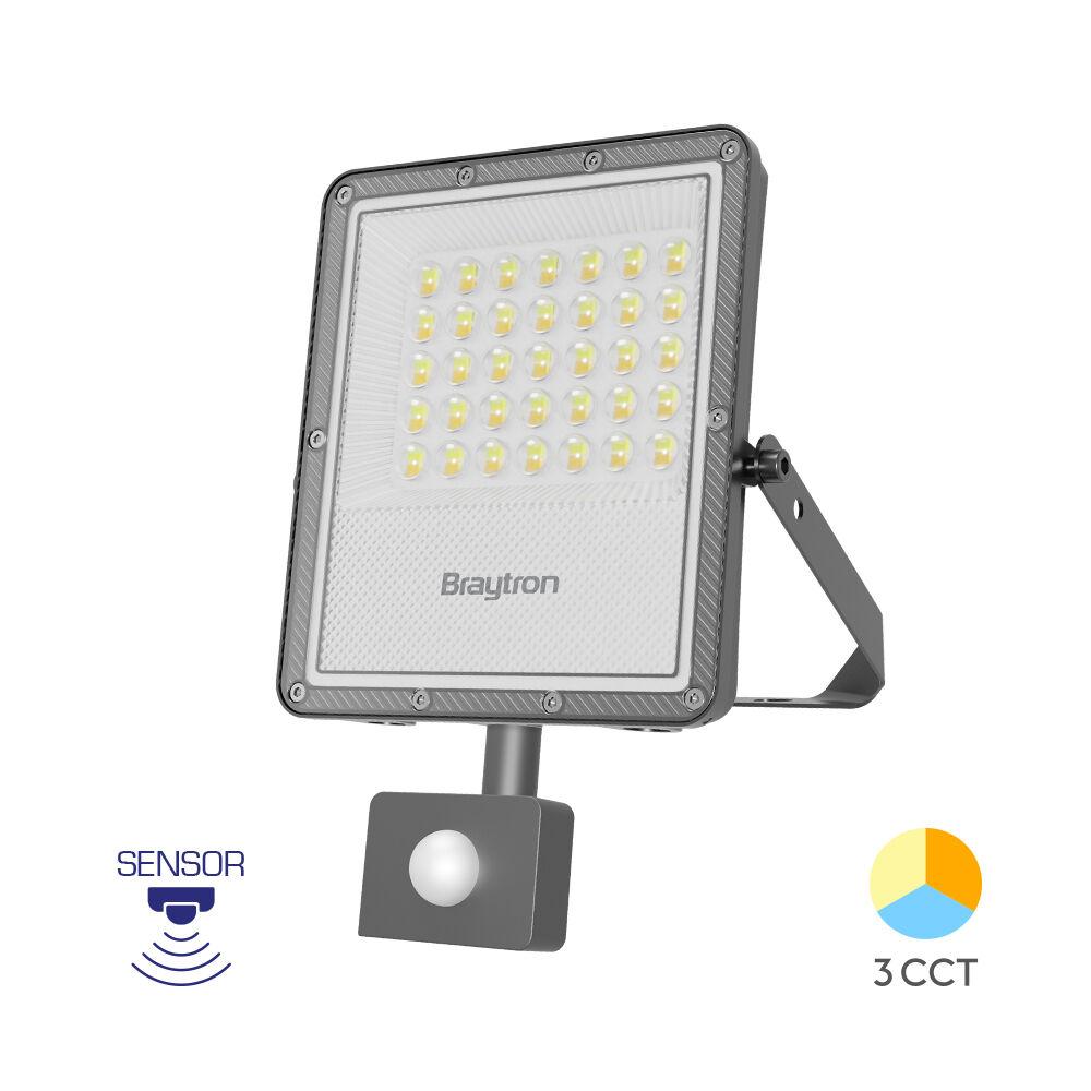 Braytron LED reflektor BRY-FLOOD-PF-30W-GRY-3IN1-SNS-IP65