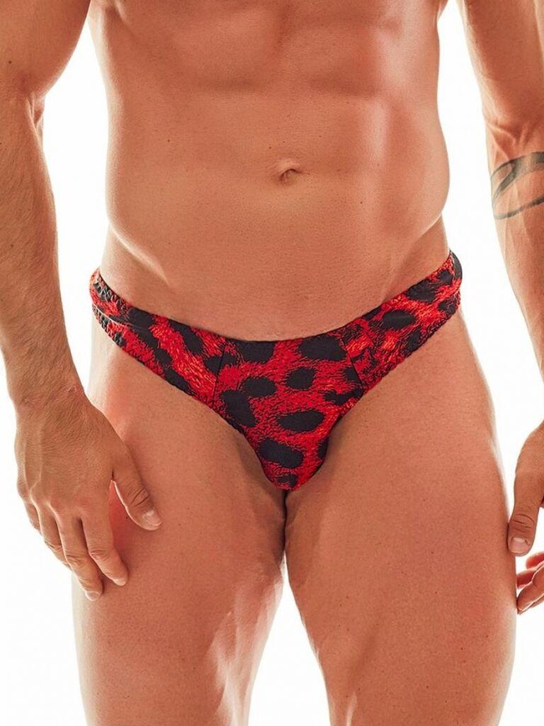 Muške sexy tange Savage string, Crno-crvene