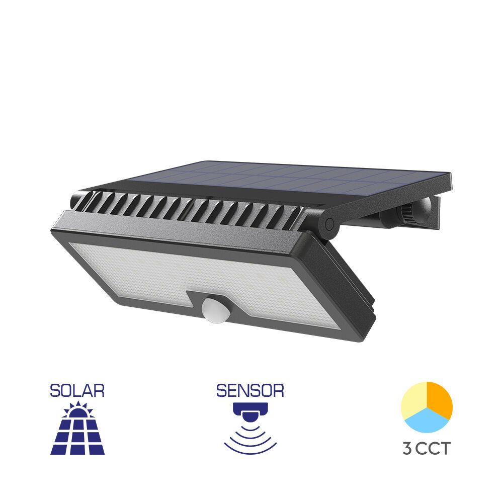 Braytron Senzor LED svetiljka BRY-SOLARIS-W3-CRNA-10W-3U1-IP54-SOLAR