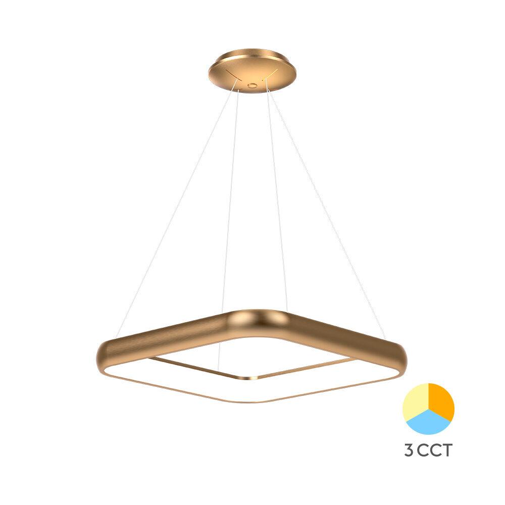 Braytron LED visilica BRY-BELLA-MLP-PD-KVADRATNA-ZLATNA-46W-3U1-IP20