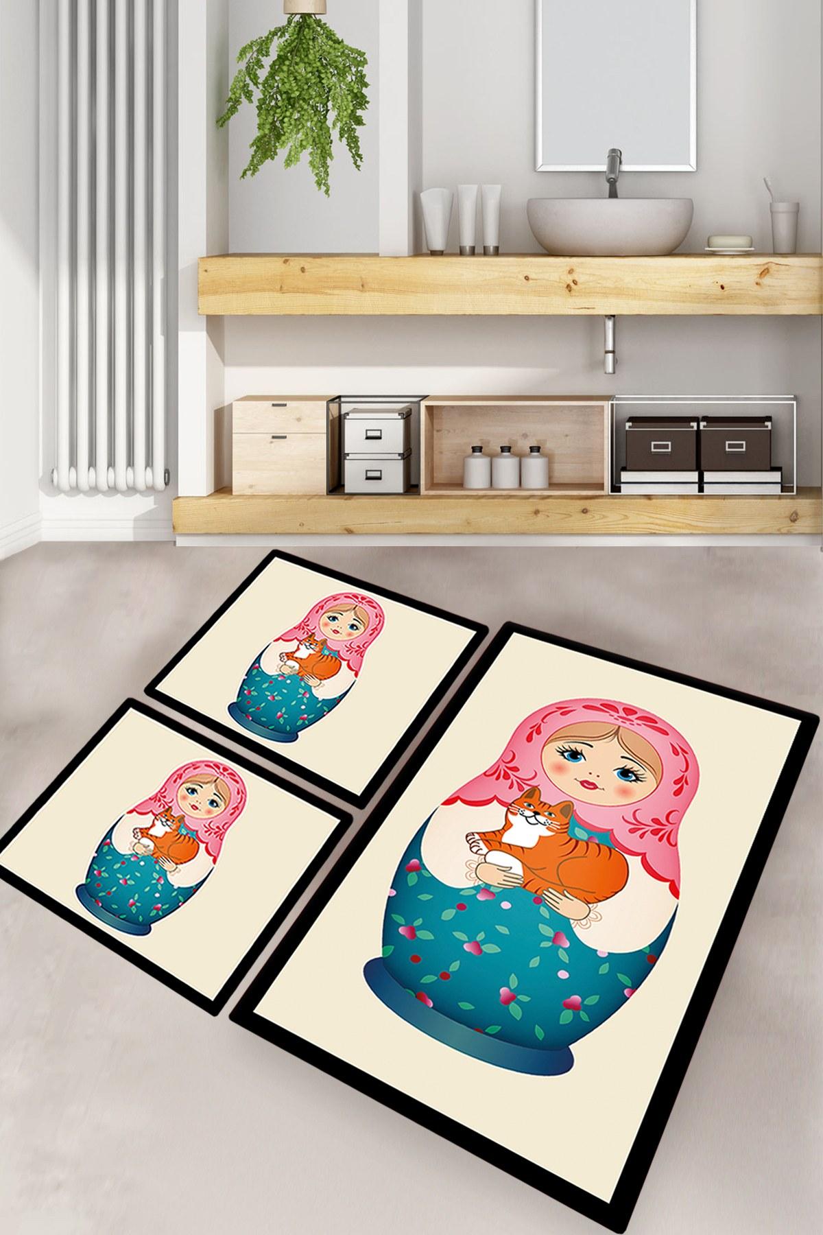 L'essentiel Maison Set 3 prostirke za kupatilo Šareni