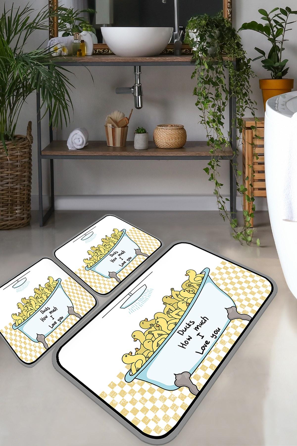 L'essentiel Maison Set 3 prostirke za kupatilo Šareni