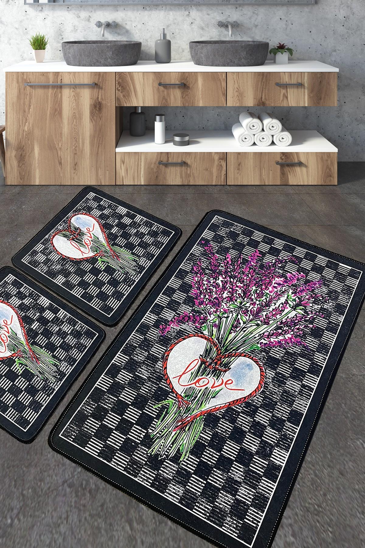 L'essentiel Maison Set 3 prostirke za kupatilo Šareni