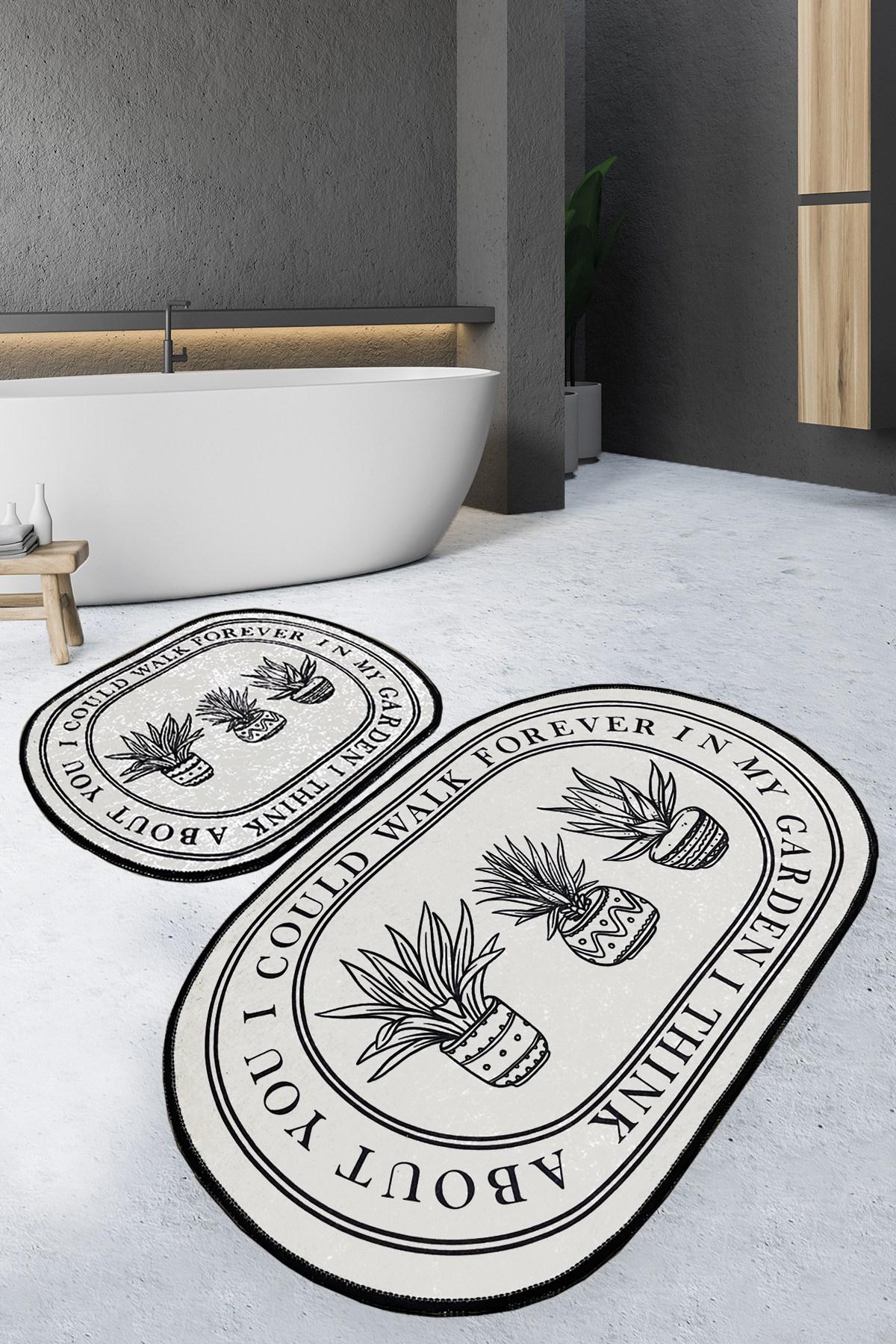 L'essentiel Maison Set 2 prostirke za kupatilo Krem-Crni