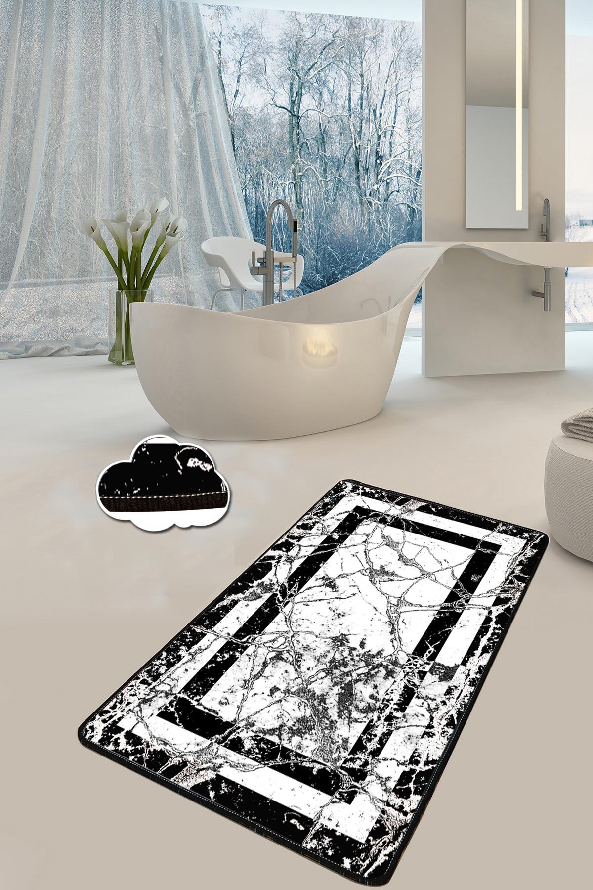 L'essentiel Maison Prostirka za kupatilo 80x100cm Crno-Bela