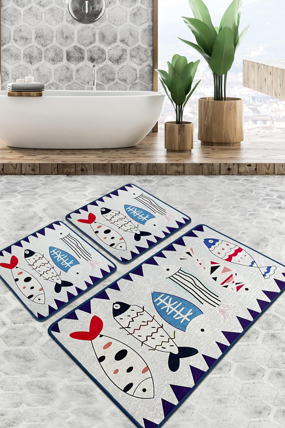 L'essentiel Maison Set 3 prostirke za kupatilo Šareni