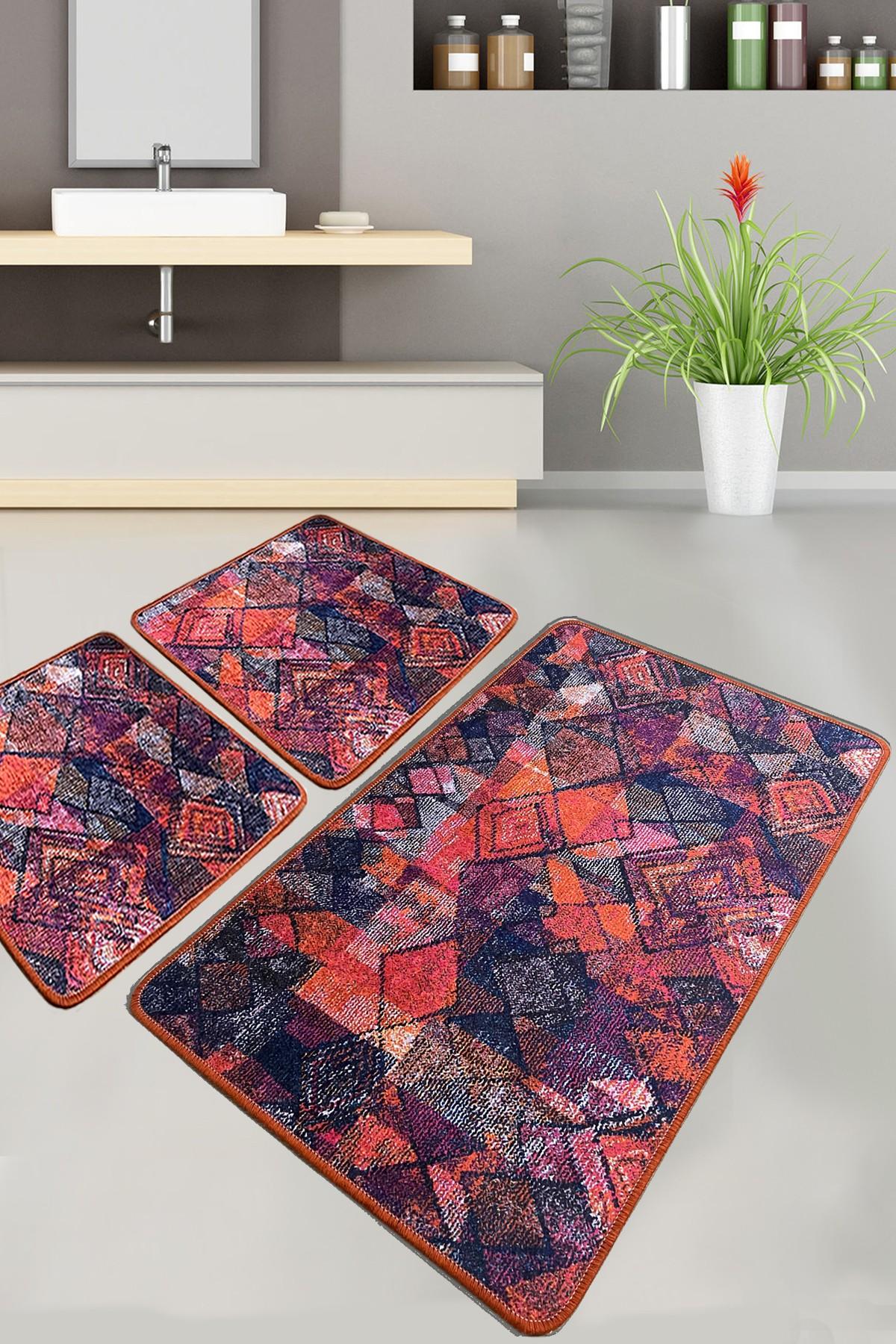 L'essentiel Maison Set 3 prostirke za kupatilo Šareni