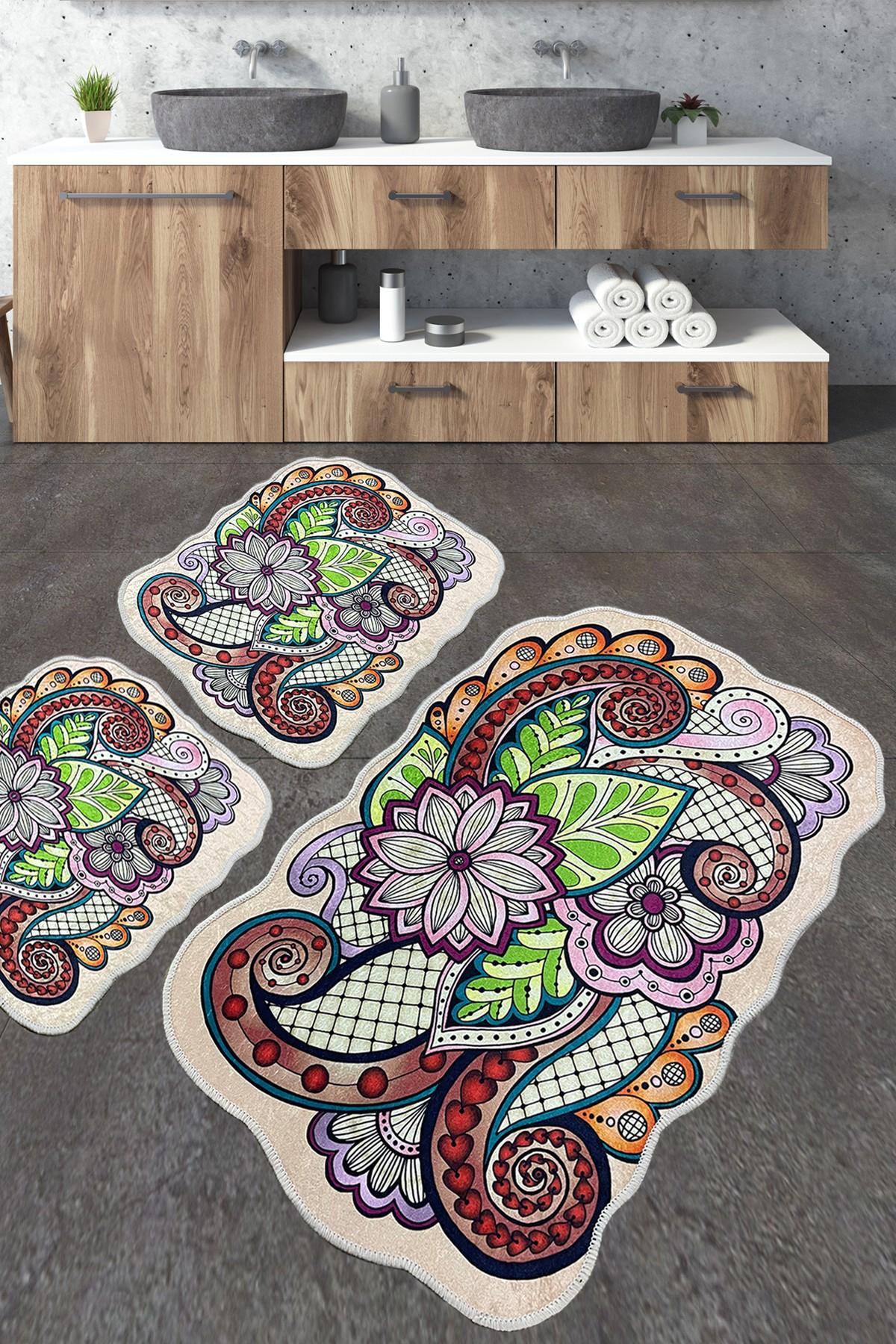 L'essentiel Maison Set 3 prostirke za kupatilo Šareni