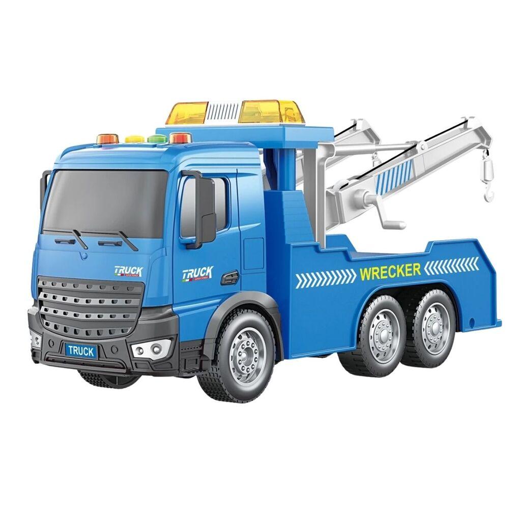 Dečiji Kamion sa step dizalicom zvukom i svetlom 1:18, Plavi