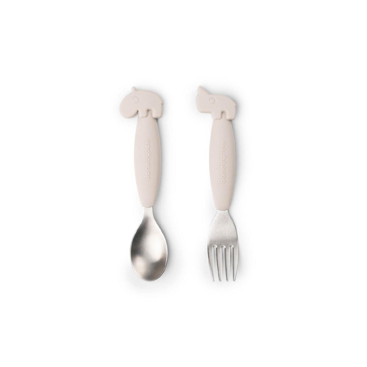 DONE BY DEER Kašika i viljuška Deer Friends, 2 komada, Bež