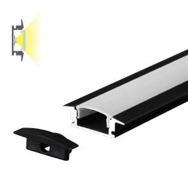 Aluminijumski profil za led trake, Ugradni, Crni