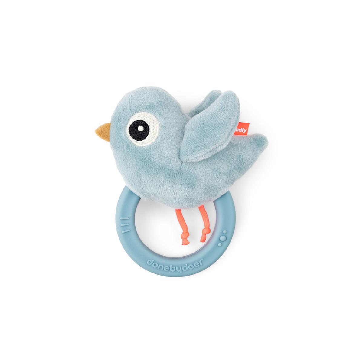 DONE BY DEER Senzorna zvečka sa glodalicom Birdee, Plava