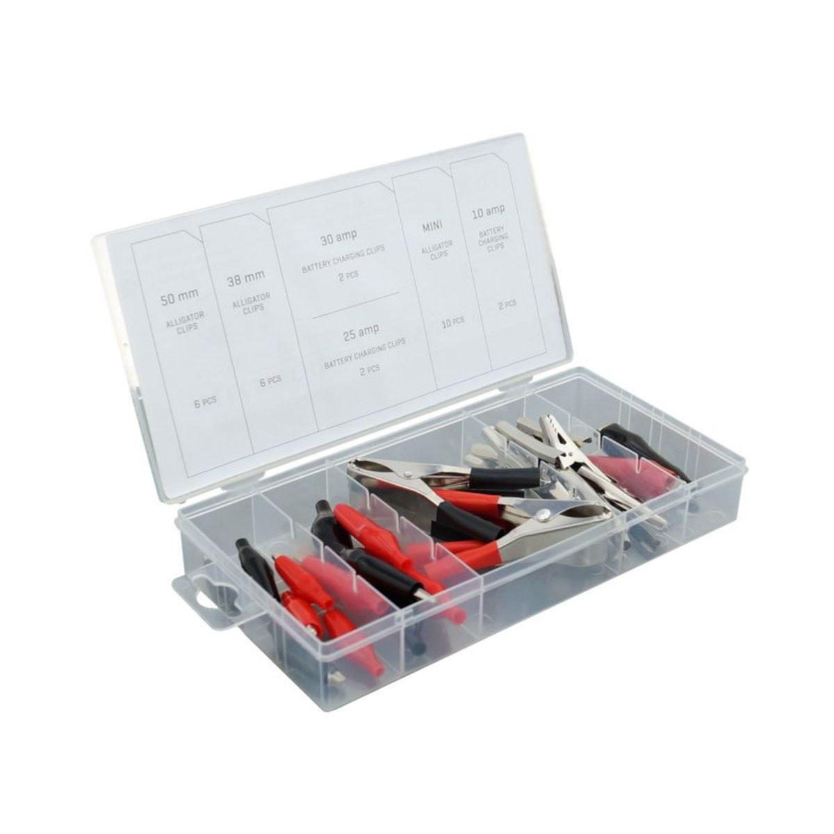 CARMOTION Klješta Za Start Kablove 28kom Set Sadrži:6kom 50mm,6 kom 38mm,10 Mini,2kom 30A,2kom 25A,2kom 10A