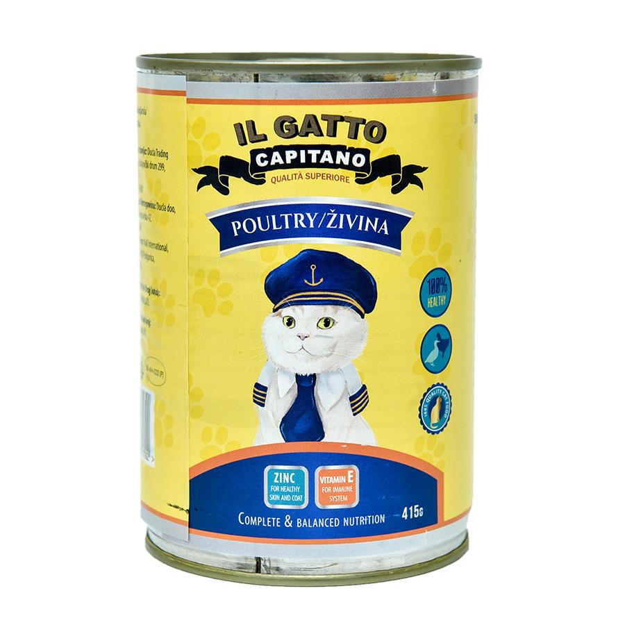 IL GATTO CAPITANO Hrana za mačke, Živina, 415g