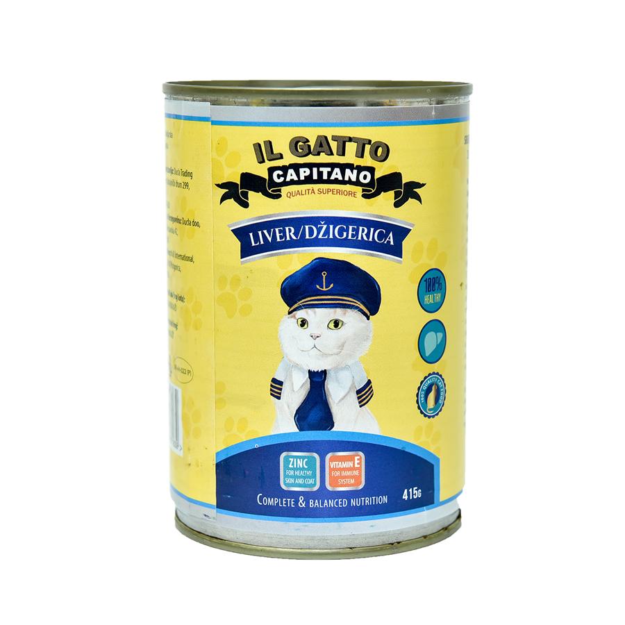 IL GATTO CAPITANO Hrana za mačke, Džigerica, 415g