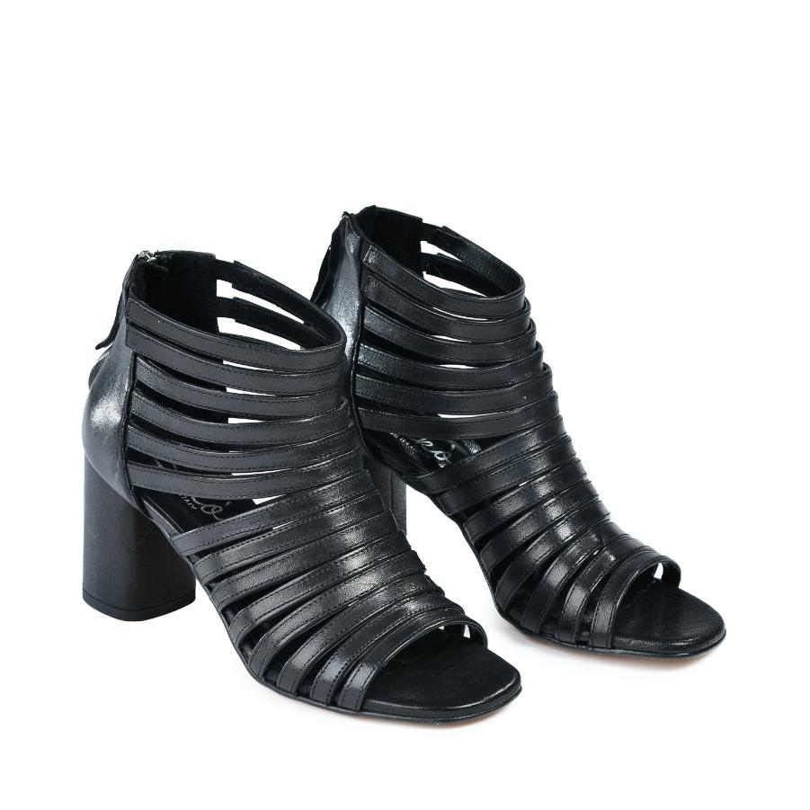 SILKO Ženske sandale na štiklu 712, Crne