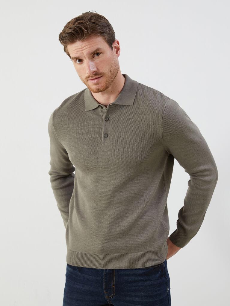 LC Waikiki Muški džemper W5BR75Z8-R1D, Polo kragna, Maslinasti