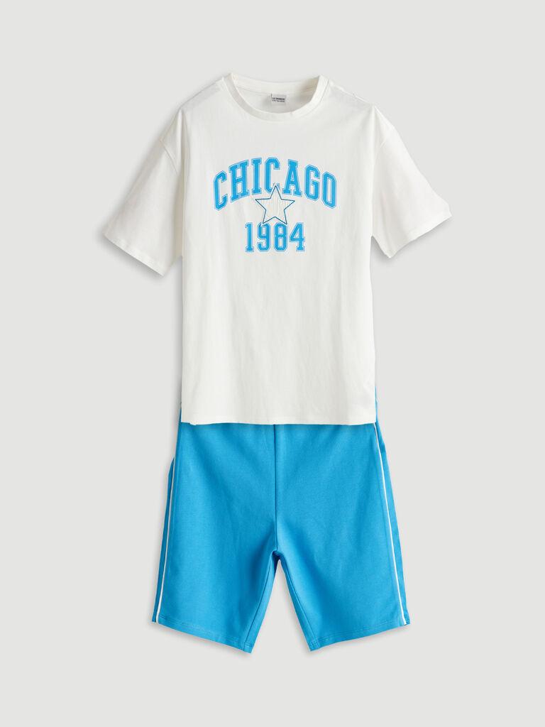 LC Waikiki Dečiji komplet S5H325Z4-R9J, Majica i šorts, Plavo-beli