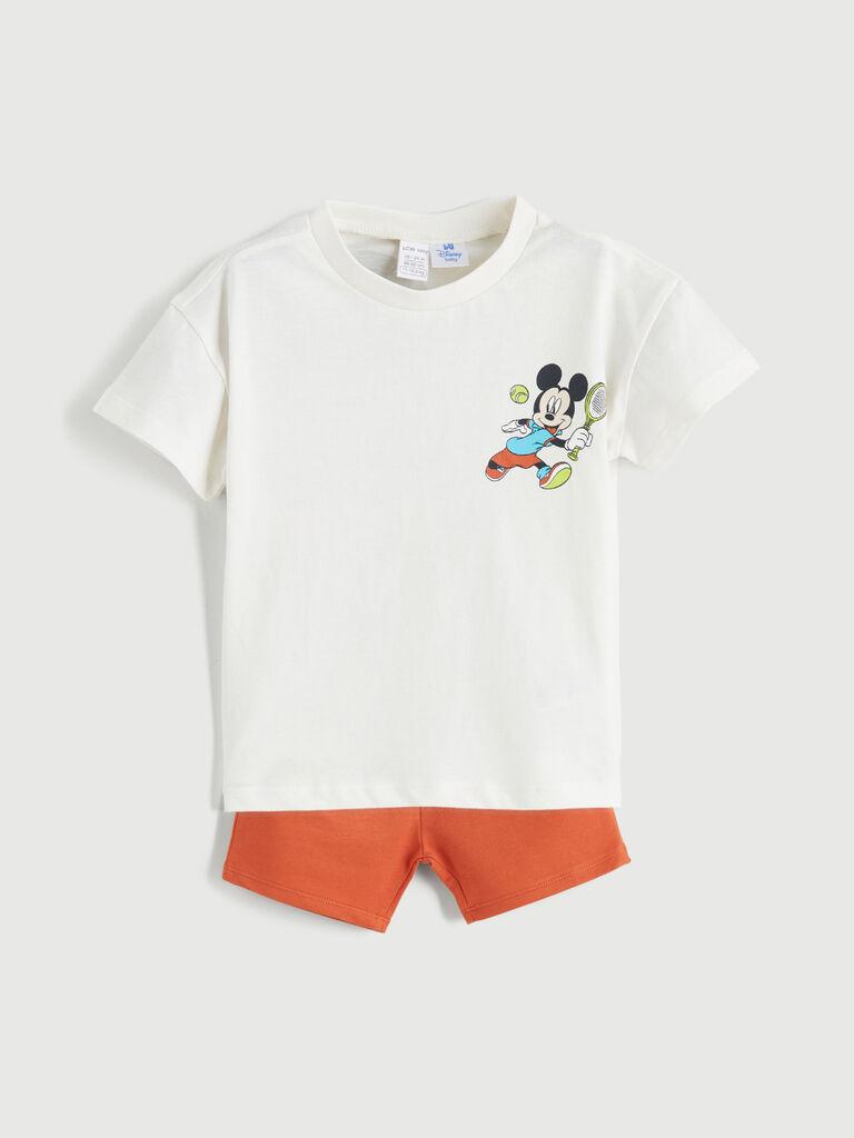 LC Waikiki Komplet za bebe S5JR13Z1-FSQ, Majica i šorts, Belo-narandžasti