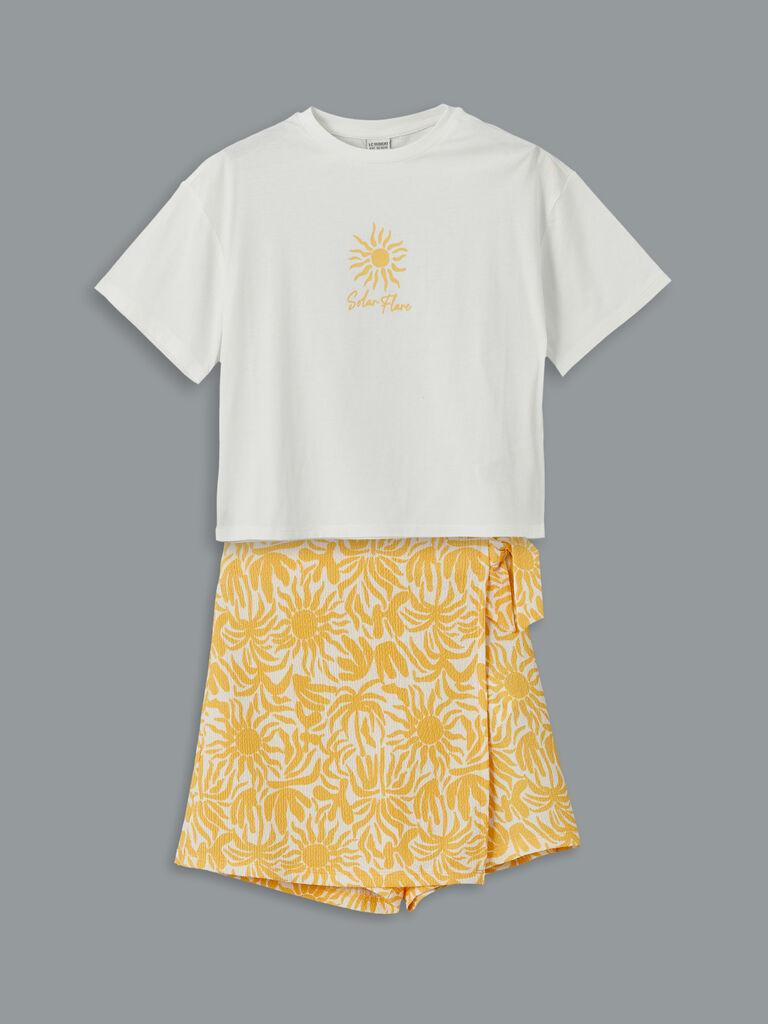 LC Waikiki Komplet za devojčice S5IN00Z4-R9J, Majica i skort, Žuti