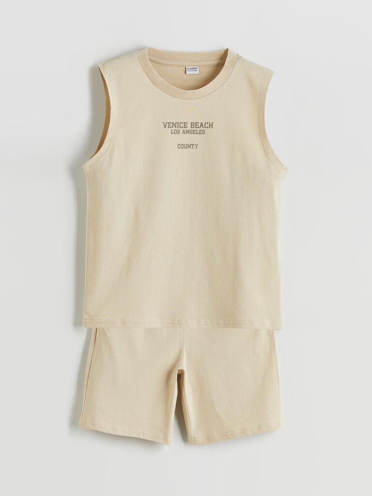 LC Waikiki Komplet za dečake S5J812Z4-FJC, Majica i šorts, Bež