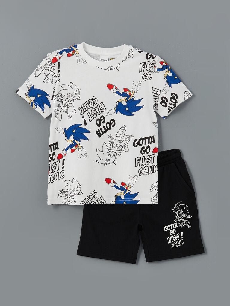 LC Waikiki Komplet za dečake S5H248Z4-LU7, Majica i šorts, Crno-beli