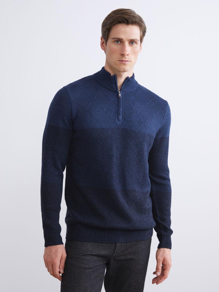 LC Waikiki Muški džemper W5CL83Z8-RFH, Zip kragna, Teget